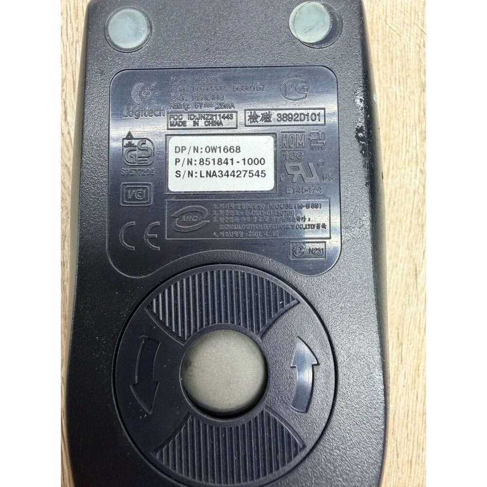 Dell Logitech Black PS/2 Scroll wheel Wired Tracking Ball Mouse (M-S69, M071KC)